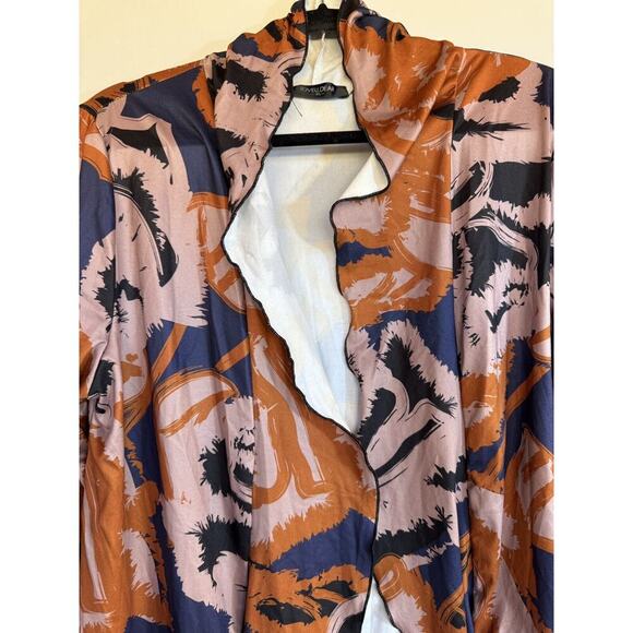 Women’s Print V-neck Open Front Cardigan Casual Print Long Sleeve Sz M - Picture 7 of 10